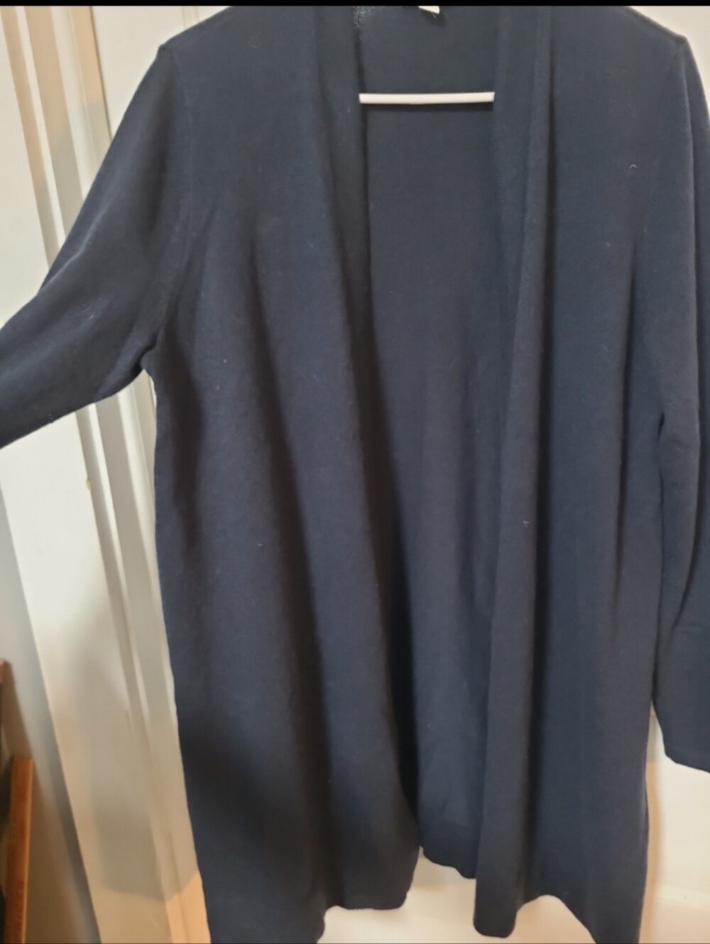 J. Jill Open-Front Longline Cashmere Cardigan Navy Medium - Picture 3 of 6